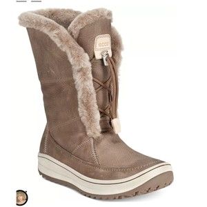 Women's Sz 38 Trace Tie Cold Weather Boots Snow Winter Warm Fleece Brown Leather